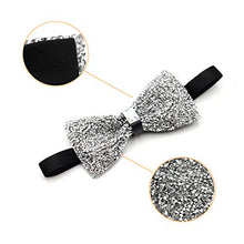 Load image into Gallery viewer, i-VTIES Pre-Tied Bow Tie,Satin,Men's Rhinestone,Crystal Premium Metallic,Black and Silver,Adjustable Length
