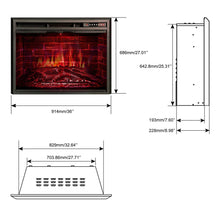 Load image into Gallery viewer, R.W.FLAME 36&quot; Electric Fireplace Insert, Traditional Retro Recessed in Wall Freestanding Antiqued Heater,Glass Door,Mesh Screen,Touch Screen,Multicolor Flames, Remote Control,750w/1500w,Black
