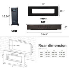Load image into Gallery viewer, R.W.FLAME 60" Electric Fireplace, in-Wall Recessed and Wall Mounted, Electric Fireplace Heater with Timer,Multicolor Flames,Touch Screen,Remote Control, 750-1500W,Black