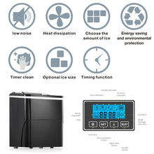 Load image into Gallery viewer, Kismile Ice Maker Machine for Countertop - Makes 26 Lbs of Ice Per 24 Hours - Ice Cubes Ready in 6 Mins, Ideal Ice Maker for Home/Office/Bar with Scoop and Basket, Lcd Display (Black)