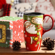 Load image into Gallery viewer, Ceramic Travel Mug for Coffee or Tea Sealed Lid 17 oz.with Gift Box,Santa Claus