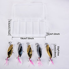 Load image into Gallery viewer, GemanFish Blade Baits,5pcs Metal VIB Hard Fishing Lures,5 Colors Spinner Fishing Spoons with Feathers and Treble Hooks for Crank Bait Bass Trout Walleye Carp Salmon Catfish£¨Silver and Gold£©