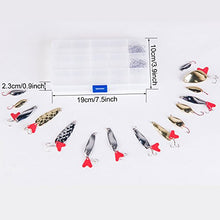 Load image into Gallery viewer, GemanFish Hard Metal Spoon Fishing Lure Set with Treble Hooks in a Plastic Tackle Box for Saltwater Freshwater Trout Bass Salmon Fishing,Pack of 45pcs