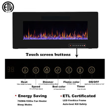 Load image into Gallery viewer, R.W.FLAME 42" Electric Fireplace, in-Wall Recessed and Wall Mounted, Electric Fireplace Heater with Timer,Multicolor Flames,Touch Screen,Remote Control, 750-1500W,Black