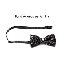 Load image into Gallery viewer, i-VTIES Pre-Tied Bow Tie,Satin,Men's Rhinestone,Crystal Premium Metallic,Black,Adjustable Length