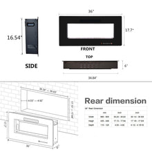 Load image into Gallery viewer, R.W.FLAME 36" Electric Fireplace, in-Wall Recessed and Wall Mounted, Electric Fireplace Heater with Timer,Multicolor Flames,Touch Screen,Remote Control, 750-1500W,Black