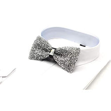Load image into Gallery viewer, i-VTIES Pre-Tied Bow Tie,Satin,Men's Rhinestone,Crystal Premium Metallic,Silver,Adjustable Length