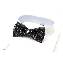 Load image into Gallery viewer, i-VTIES Pre-Tied Bow Tie,Satin,Men's Rhinestone,Crystal Premium Metallic,Black,Adjustable Length