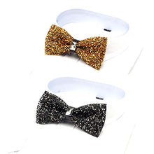 Load image into Gallery viewer, i-VTIES Pre-Tied Bow Tie,Satin,Men's Rhinestone,Crystal Premium Metallic,Black and Gold,Adjustable Length