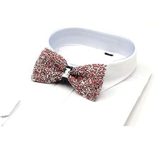 Load image into Gallery viewer, i-VTIES Pre-Tied Bow Tie,Satin,Men's Rhinestone,Crystal Premium Metallic,Pink,Adjustable Length