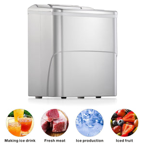 Kismile Ice Maker Machine for Countertop - Makes 26 Lbs of Ice Per 24 Hours - Ice Cubes Ready in 6 Mins, Ideal Ice Maker for Home/Office/Bar with Scoop and Basket, Lcd Display (Silver)