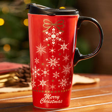 Load image into Gallery viewer, Ceramic Travel Mug for Coffee or Tea Sealed Lid 17 oz.with Gift Box,Snowflake