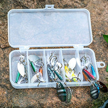 Load image into Gallery viewer, GemanFish Spinner Fishing Lures,12pcs Hard Metal Baits with Tackle Box,Rooster Tail Fishing Lures Kit for Bass Trout Salmon
