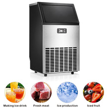 Load image into Gallery viewer, Kismile Stainless Steel Ice Maker Machine for Countertop - Makes 100Lbs of Ice Per 24Hours - Ice Cubes Ready in 20 Mins, Ideal Ice Maker for Party Gathering/Restaurant/Bar/Coffee Shop with Ice Shovel