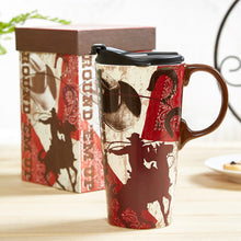 Load image into Gallery viewer, Ceramic Travel Mug for Coffee or Tea Sealed Lid 17 oz.with Gift Box,Horsemen