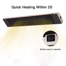 Load image into Gallery viewer, R.W.FLAME Electric Patio Heater, Electric Radiant Infrared Heater, Indoor/Outdoor Wall-Mounted Patio Heater with Remote Control. 24 Hours Timer, Aluminum and Tempered Glass Construction
