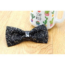 Load image into Gallery viewer, i-VTIES Pre-Tied Bow Tie,Satin,Men's Rhinestone,Crystal Premium Metallic,Black,Adjustable Length