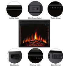 Load image into Gallery viewer, R.W.FLAME 28" Electric Fireplace Insert,Recessed in Wall Freestanding Heater,Large Screen,Touch Screen,Multicolor Flames, Remote Control,750w/1500w,Black