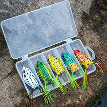 Load image into Gallery viewer, GemanFish Fishing Lures Top Water Floating Weedless Lure Hollow Frog Fishing Lures Soft Topwater Baits with Tackle Box for Bass Snake Head Saltwater Freshwater Fishing