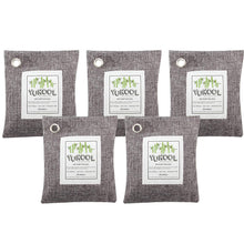 Load image into Gallery viewer, YUKOOL Charcoal Air Purifying Bags, 100% Bamboo Activated Charcoal Air Purifier and Air Freshener, Eco-Friendly for Home, 5pcs, 5 x 200g, Grey