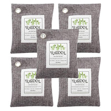 Load image into Gallery viewer, YUKOOL Charcoal Air Purifying Bags, 100% Bamboo Activated Charcoal Air Purifier and Air Freshener, Eco-Friendly for Home, 5pcs, 5 x 200g, Grey