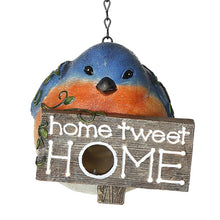 Load image into Gallery viewer, CEDAR HOME Hanging Bird Houses Outdoor Garden Patio Decorative Pet Cottage Resin Birdhouses, Blue