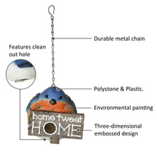 Load image into Gallery viewer, CEDAR HOME Hanging Bird Houses Outdoor Garden Patio Decorative Pet Cottage Resin Birdhouses, Blue