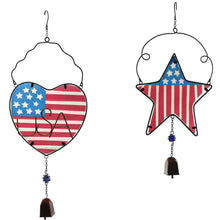 Load image into Gallery viewer, CEDAR HOME Wind chime Unique Outdoor Indoor Hanging Mobile Bell WindChime for Garden Lawn Yard Patio Waterproof Metal Glass Patriotic American Flag Home Decor, 9.5" W x 1.5" D x 23" H, 2 Set