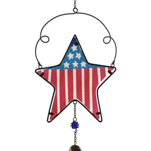 Load image into Gallery viewer, CEDAR HOME Wind chime Unique Outdoor Indoor Hanging Mobile Bell WindChime for Garden Lawn Yard Patio Waterproof Metal Glass Patriotic American Flag Home Decor, 9.5" W x 1.5" D x 23" H, 2 Set