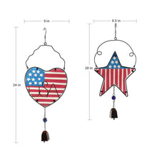 Load image into Gallery viewer, CEDAR HOME Wind chime Unique Outdoor Indoor Hanging Mobile Bell WindChime for Garden Lawn Yard Patio Waterproof Metal Glass Patriotic American Flag Home Decor, 9.5" W x 1.5" D x 23" H, 2 Set