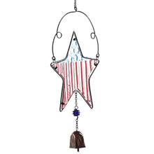 Load image into Gallery viewer, CEDAR HOME Wind chime Unique Outdoor Indoor Hanging Mobile Bell WindChime for Garden Lawn Yard Patio Waterproof Metal Glass Patriotic American Flag Home Decor, 9.5" W x 1.5" D x 23" H, 2 Set