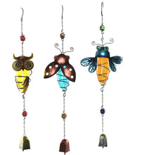 Load image into Gallery viewer, CEDAR HOME Solar Wind Chime Unique Outdoor Indoor Hanging Mobile Bell Windchime Light for Garden Lawn Yard Patio Waterproof Metal Glass Winged Insert Home Decor, 8" W x 3" D x 24.5" H, 3 Set