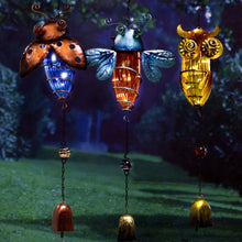 Load image into Gallery viewer, CEDAR HOME Solar Wind Chime Unique Outdoor Indoor Hanging Mobile Bell Windchime Light for Garden Lawn Yard Patio Waterproof Metal Glass Winged Insert Home Decor, 8" W x 3" D x 24.5" H, 3 Set