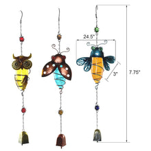 Load image into Gallery viewer, CEDAR HOME Solar Wind Chime Unique Outdoor Indoor Hanging Mobile Bell Windchime Light for Garden Lawn Yard Patio Waterproof Metal Glass Winged Insert Home Decor, 8" W x 3" D x 24.5" H, 3 Set