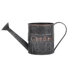 Load image into Gallery viewer, CEDAR HOME Metal Planter Flower Pot Succulent Container Garden Bucket for Indoor or Outdoor Balcony Patio Watering Can wiht Handle, 12.25" W x 5" D x 5.5" H, Black