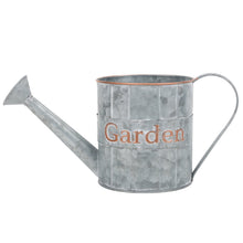 Load image into Gallery viewer, CEDAR HOME Metal Planter Flower Pot Succulent Container Garden Bucket for Indoor or Outdoor Balcony Patio Watering Can with Handle, 12.25"W x 5"D x 5.5"H, Silver