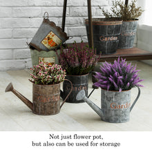 Load image into Gallery viewer, CEDAR HOME Metal Planter Flower Pot Succulent Container Garden Bucket for Indoor or Outdoor Balcony Patio Watering Can with Handle, 12.25"W x 5"D x 5.5"H, Silver