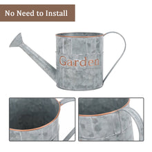 Load image into Gallery viewer, CEDAR HOME Metal Planter Flower Pot Succulent Container Garden Bucket for Indoor or Outdoor Balcony Patio Watering Can with Handle, 12.25"W x 5"D x 5.5"H, Silver