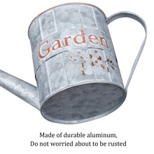 Load image into Gallery viewer, CEDAR HOME Metal Planter Flower Pot Succulent Container Garden Bucket for Indoor or Outdoor Balcony Patio Watering Can with Handle, 12.25"W x 5"D x 5.5"H, Silver