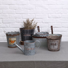 Load image into Gallery viewer, CEDAR HOME Metal Planter Flower Pot Succulent Container Garden Bucket for Indoor or Outdoor Balcony Patio Watering Can with Handle, 12.25"W x 5"D x 5.5"H, Silver