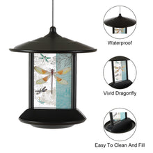 Load image into Gallery viewer, CEDAR HOME Hanging Solar Bird Feeder Outdoor Garden Decorative Water Proof Glass Pet BirdFeeder Eave, Iridescent Dragonfly