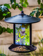 Load image into Gallery viewer, CEDAR HOME Hanging Solar Bird Feeder Outdoor Garden Decorative Water Proof Glass Pet BirdFeeder Eave, Butterflies Kaleidoscope