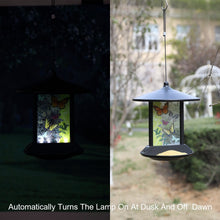 Load image into Gallery viewer, CEDAR HOME Hanging Solar Bird Feeder Outdoor Garden Decorative Water Proof Glass Pet BirdFeeder Eave, Butterflies Kaleidoscope