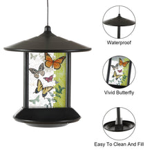 Load image into Gallery viewer, CEDAR HOME Hanging Solar Bird Feeder Outdoor Garden Decorative Water Proof Glass Pet BirdFeeder Eave, Butterflies Kaleidoscope