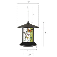 Load image into Gallery viewer, CEDAR HOME Hanging Solar Bird Feeder Outdoor Garden Decorative Water Proof Glass Pet BirdFeeder Eave, Butterflies Kaleidoscope