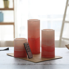 Load image into Gallery viewer, CEDAR HOME Flameless Candles LED Battery Powered Pillar Tealight Real Scented Wax with Remote, Pack of 3, Red