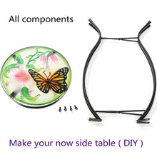 Load image into Gallery viewer, CEDAR HOME Side Table Outdoor Garden Patio Metal Accent Desk with Round Hand Painted Glass, Pink