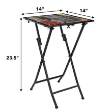 Load image into Gallery viewer, CEDAR HOME Side Table Outdoor Garden Patio Metal Accent Desk with Square Hand Painted Glass, Blue