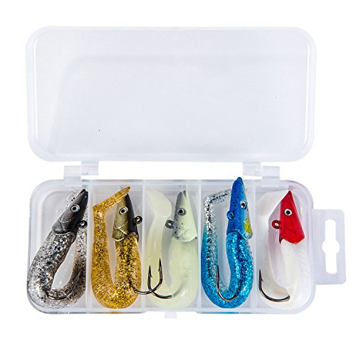 GemanFish Soft Lead Fish Set Kit Lots, Best Choice for Fishing Lures Baits Tackle Set for Freshwater Trout Bass Salmon-Include Vivid Spinner Baits, Crank baits Lures Pack of 5